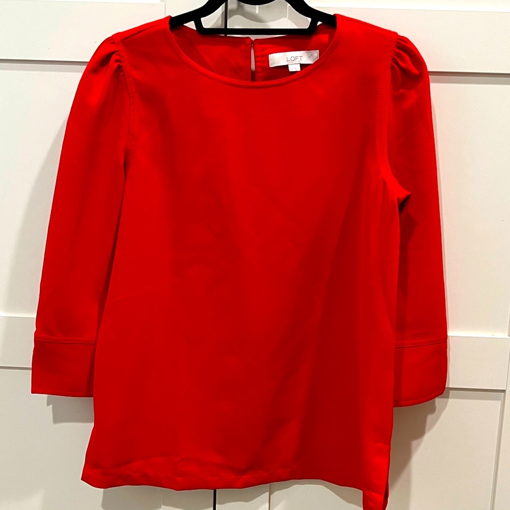 LOFT Red Long-sleeve Blouse Sz S